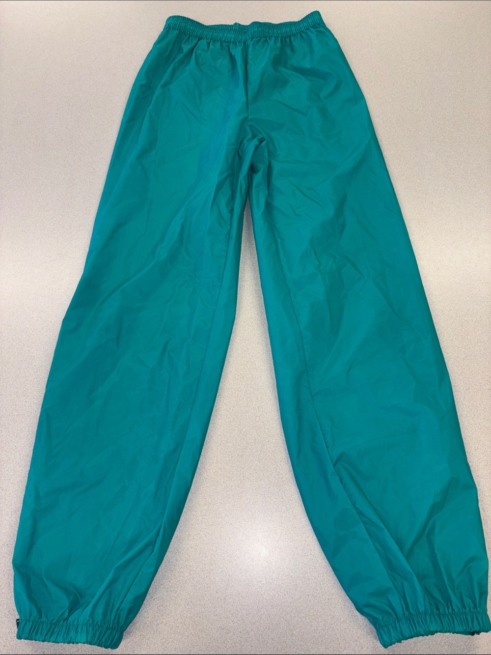 Like New! Vintage K-Way Teal Rain Track Pants with Elastic Waist and Ankle Cuffs